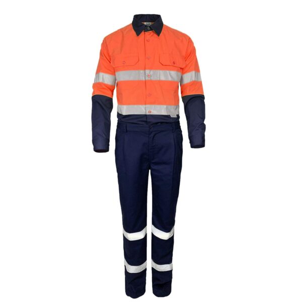 Hot Sale Unisex Reflective Hi Vis Cotton Long Sleeve Shirt And Pants Safety Mining Construction Work Suit - Image 5