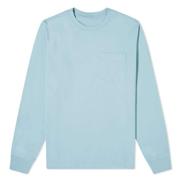 Factory Supply Customize Logo Men's Crewneck Blouse Solid Color Long Sleeve 100% Cotton Work T-Shirt - Image 3