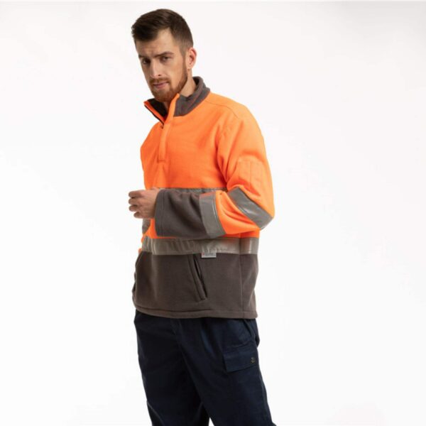 Factory Supply Safety Winter Work Sweater Windproof Keep Warm Fleece High Visibility Pullover - Image 8
