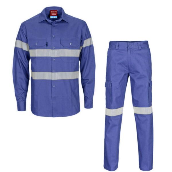 Custom  High Quality Reflective Shirts And Pants Traffic Construction Antistatic Cotton Hi Vis Fr Shirts - Image 4