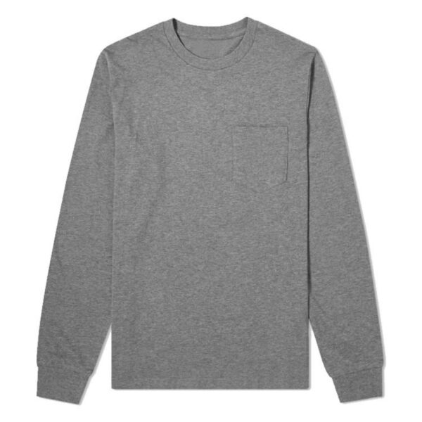 Factory Supply Customize Logo Men's Crewneck Blouse Solid Color Long Sleeve 100% Cotton Work T-Shirt - Image 6