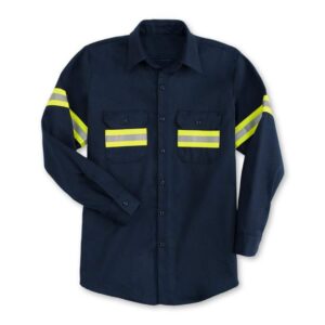 Factory Supply Work Clothes With Reflective Tapes Long Sleeve Cotton Hi Vis Work Shirt For Workers