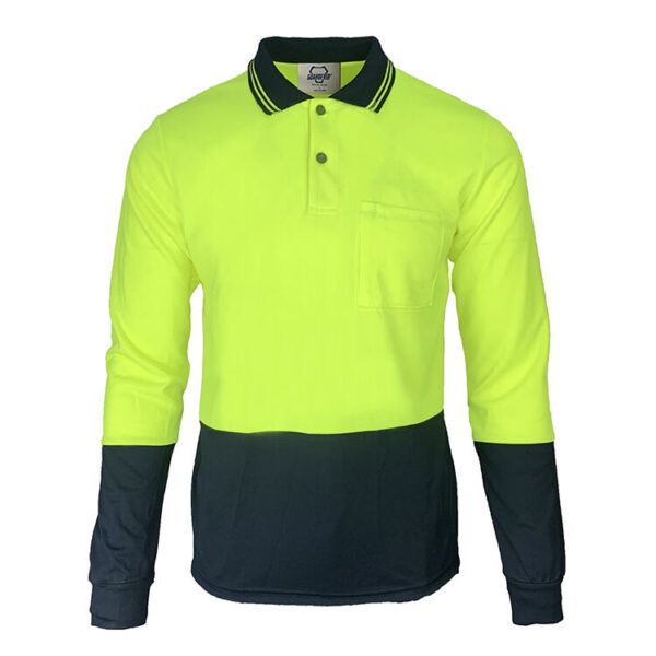 Hot Sale Customize Logo Spliced Two Tone Hi-Vis Reflective Safety Work Polo Shirt - Image 3