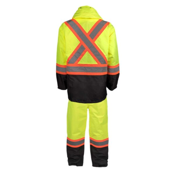 Factory Supply Hi Vis Reflective With X back Reflective Sliver Strips Outdoor Work Clothes Waterproof Construction Safety Insulation Jacket and Pants - Image 4