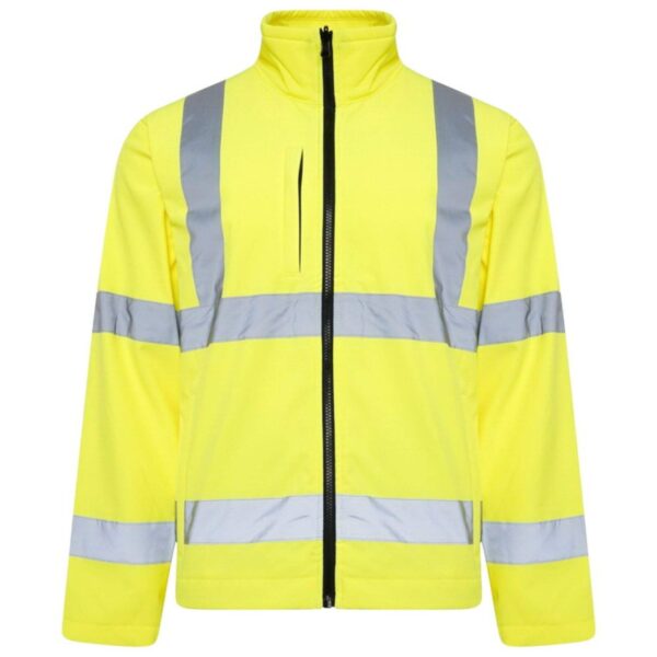 Factory Supply Hot Sale Reflective Safety Workwear Fleece Waterproof Windproof High Visibility Softshell Jacket - Image 4