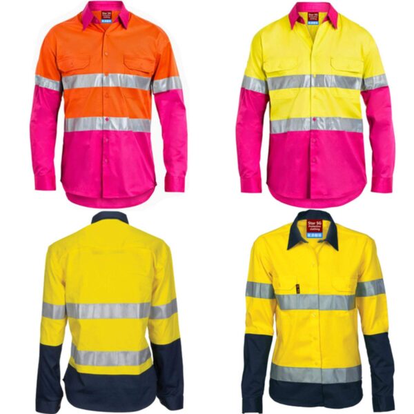 Custom Hi Vis Safety Workwear Traffic Railway Coal Minig Durable Long Sleeve Shirt For Women - Image 6