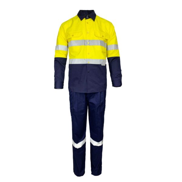 Hot Sale Unisex Reflective Hi Vis Cotton Long Sleeve Shirt And Pants Safety Mining Construction Work Suit - Image 3