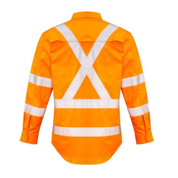 Reflective Safety Traffic Workwear Cotton Long Sleeves Hi Vis  Work Shirt With ”X“ Tapes - Image 3