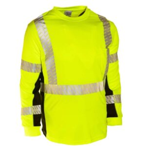 Industrial Breathable Bird-eyes Crew Neck Work Clothes Hi vis Safety Long Sleeves T-Shirt