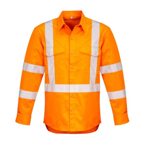 Reflective Safety Traffic Workwear Cotton Long Sleeves Hi Vis  Work Shirt With ”X“ Tapes - Image 4