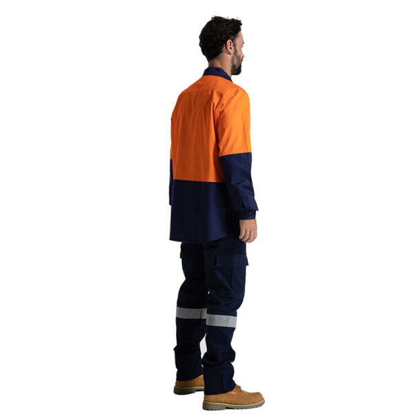 Construction Workwear 100% Cotton AS/NZS Two tone Long Sleeve Men's Work Shirt - Image 5