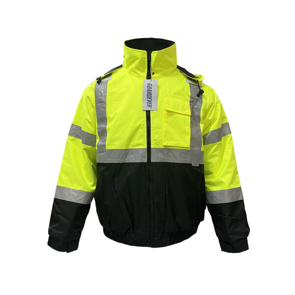 Work Wear Reflective Bomber For Mining Offshore Winter Waterproof Windproof Padded Cotton Insulation Hi Vis Safety Jacket