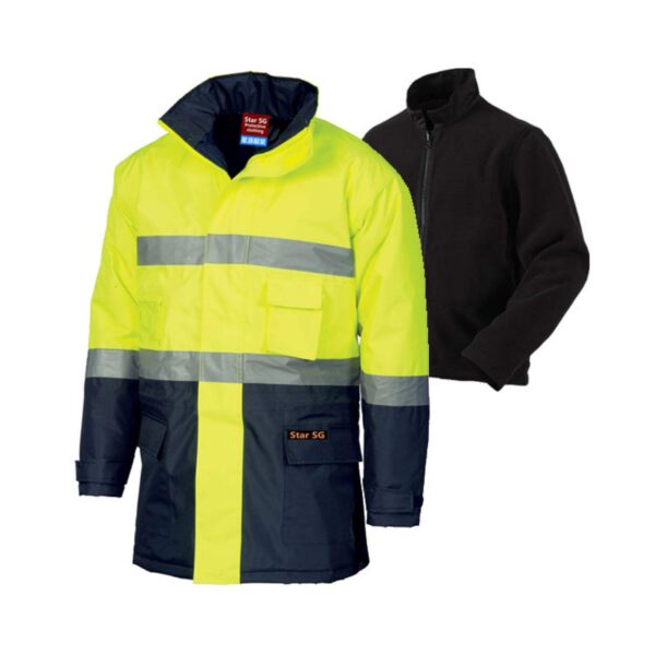 Hi Vis Reflective Workwear With “X”Back Traffic Railway Road 3 In 1 Waterproof Windproof Security Hi Vis Jacket - Image 3