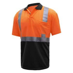 Fluorescence Orange Workwear Clothes Mining Traffic Industry Reflective Safety Hi Vis Polo Shirt