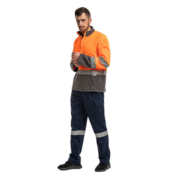 Factory Customized Worker Wear Hi-visibility Sweater Two Tone 1/2 Zip Polar Fleece Hi Vis Work Jumper - Image 4
