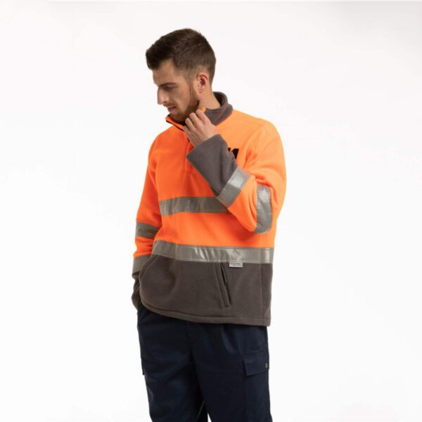 Factory Customized Worker Wear Hi-visibility Sweater Two Tone 1/2 Zip Polar Fleece Hi Vis Work Jumper - Image 5