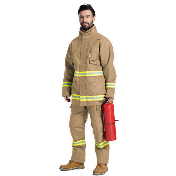 Customed Aramid Durable Firemen Workwear With Flashing Tapes FRC Security Firefighter Suit - Image 6
