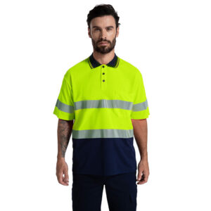 Workwear Customize 100% Cotton Two Tone Unisex Work Clothes Hi Vis Short Sleeve Quick Dry Security Safety Polo Shirts