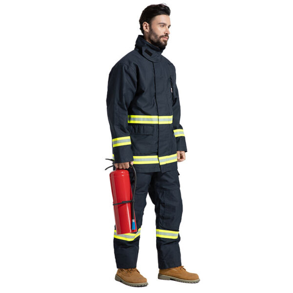Customed Aramid Durable Firemen Workwear With Flashing Tapes FRC Security Firefighter Suit - Image 4