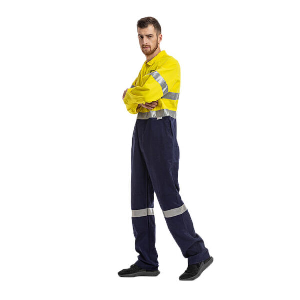 Factory Custom High Visibility Coverall Men's Workwear Cotton Reflective Overalls Construction Engineering One-Piece Hi Vis uniforms - Image 4