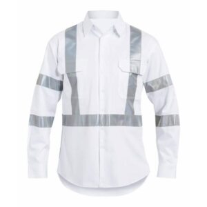 Reflective Safety Traffic Workwear Cotton Long Sleeves Hi Vis  Work Shirt With ”X“ Tapes