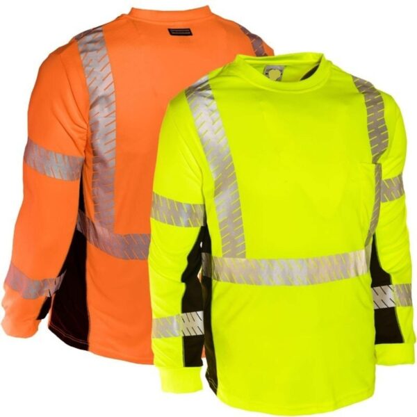 Industrial Breathable Bird-eyes Crew Neck Work Clothes Hi vis Safety Long Sleeves T-Shirt - Image 5
