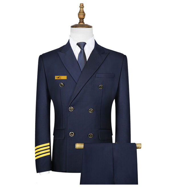 Custom Pilot Coat Aviation Work Wear Shirt  Coat Pants Three Piece Pilot Uniform
