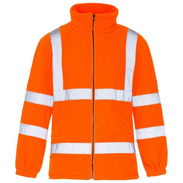 Hot Sale Unisex Zipper Front Reflective Safety Workwear Construction Traffic Railway High Vis Fleece Jacket - Image 2