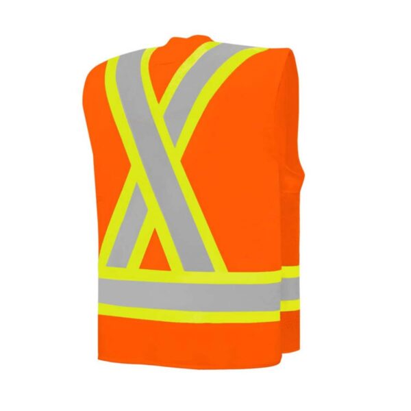 Factory Supply Security Sleeveless Work Clothing Polyester Reflective High Visibility Safety Vest - Image 6