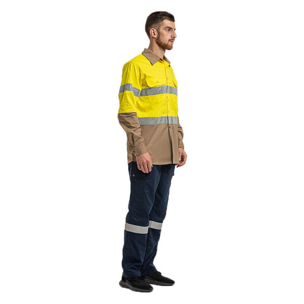 Factory Customized Industrial Worker Wear Uniform Suits 2 Pieces Long Sleeve Shirt & Pant Cotton Hi-visibility Work Wear - Image 3