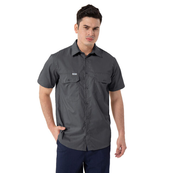 OEM Summer Custom Design Plus Size Men’s Shirts Button Closure Short Sleeve Shirt Work Shirt For Men - Image 4
