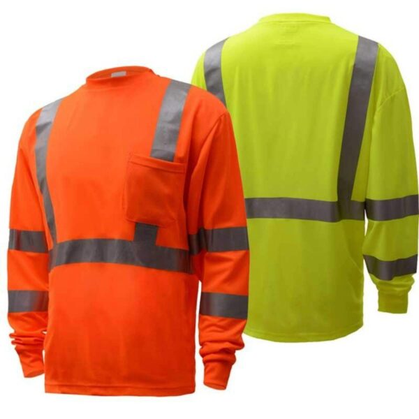 Factory Supply Reflective Clothes Low Price Crew Neck Quick-Dry Breathable Safety Work Long Sleeves Hi Vis T-Shirt - Image 3