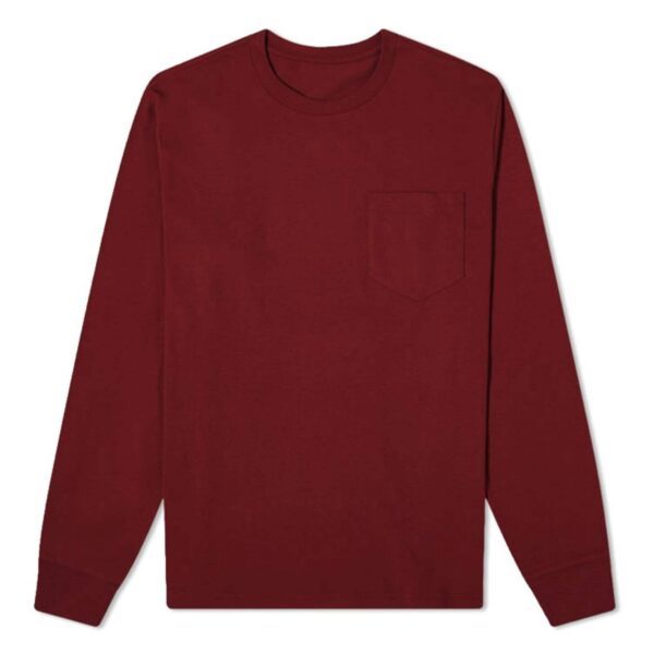Factory Supply Customize Logo Men's Crewneck Blouse Solid Color Long Sleeve 100% Cotton Work T-Shirt - Image 4