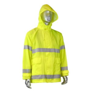 Unisex Construction Workwear Waterproof Durable Safety Hi Vis Reflective Raincoat
