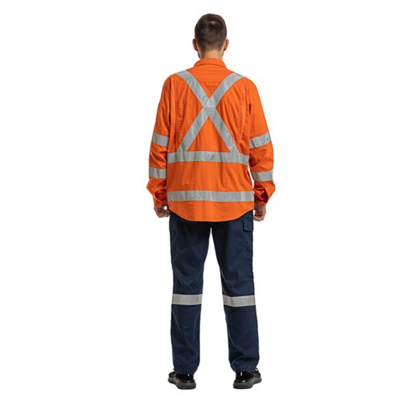 Mining Industrial Cotton Work Clothing Safety Security AS/NZSO 4602 UPF50+ range Yellow Navy Hi Vis Reflective Shirt And Pants - Image 3