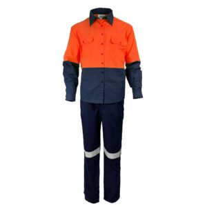 Customize Safety Work Suit For Mining Construction Unisex 100% Cotton Clothes High Visibility Long Sleeve Shirt And Pants