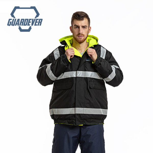 Factory Customize Class 3 Reflective Construction Reversible Waterproof Windproof Winter Insulate Safety Hi Vis Work Jacket - Image 4