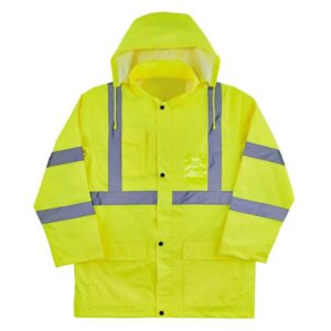 ANSI Class 3 Reflective Outdoor Workwear Waterproof Industry Safety High Visibility Work Raincoat