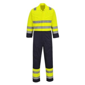 Mining Electrical Industrial Workwear Waterproof Yello And Navy Hi Vis Safety Reflective Coveralls
