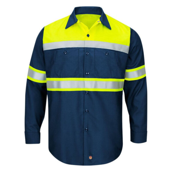 Factory Customize EN471 Industrial Safety Cotton Workwear High Visibility UPF Long Sleeve Work Reflective Shirts - Image 3