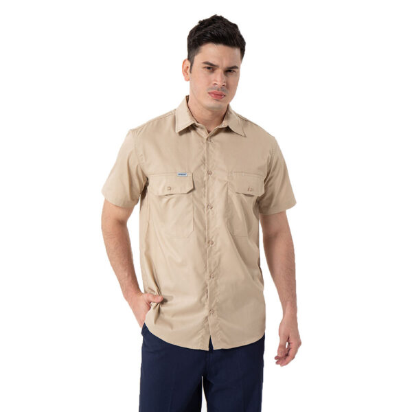 OEM Summer Custom Design Plus Size Men’s Shirts Button Closure Short Sleeve Shirt Work Shirt For Men - Image 3