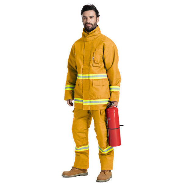 Customed Aramid Durable Firemen Workwear With Flashing Tapes FRC Security Firefighter Suit - Image 5