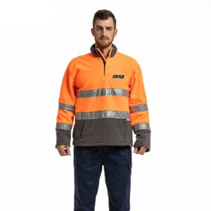 Factory Supply Safety Winter Work Sweater Windproof Keep Warm Fleece High Visibility Pullover