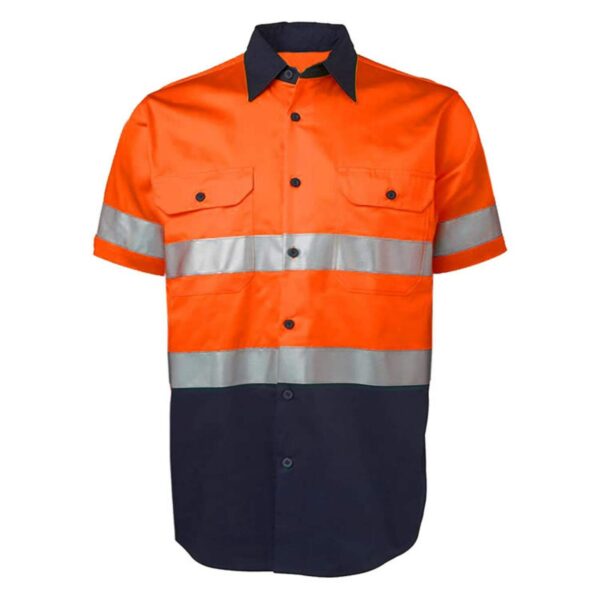 Hot Sale Hi Vis Cotton Mining Traffic Construction Short Sleeve Safety Tear-resistant Stand Collar Reflective Workwear - Image 3