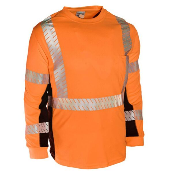 Industrial Breathable Bird-eyes Crew Neck Work Clothes Hi vis Safety Long Sleeves T-Shirt - Image 3