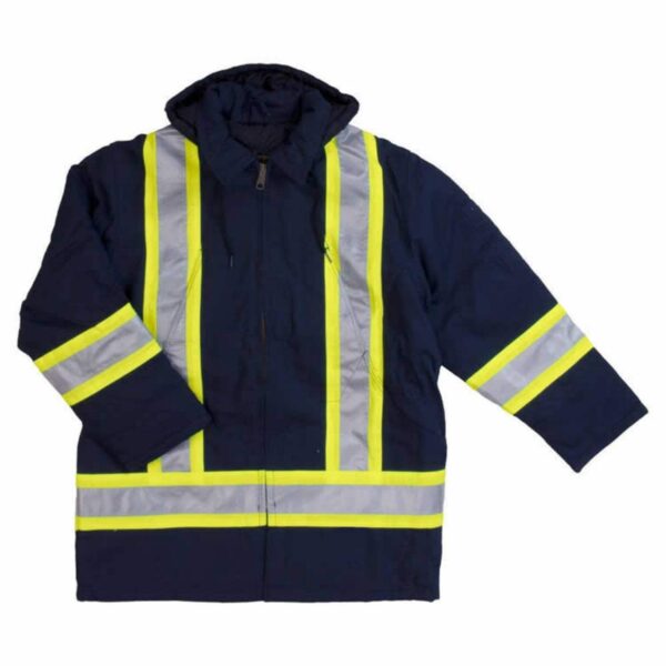 Factory Supply Insulated X Back Reflective Workwear Hi Vis Industrial Mechanic Work Jacket - Image 3
