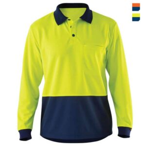 Hot Sale Long Sleeve Fluorescence Multi-Color Clothes Quick-Dry Safety Work High Visibility Long Sleeve Polo Shirts