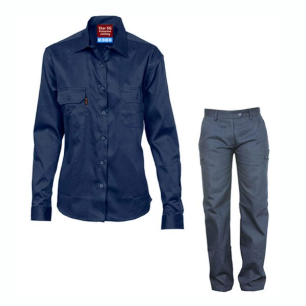 Factory Supply Hi Vis Reflective Long Sleeve Work Shirt  Embroidered Logo Safety Workwear Shirts and Pants - Image 2