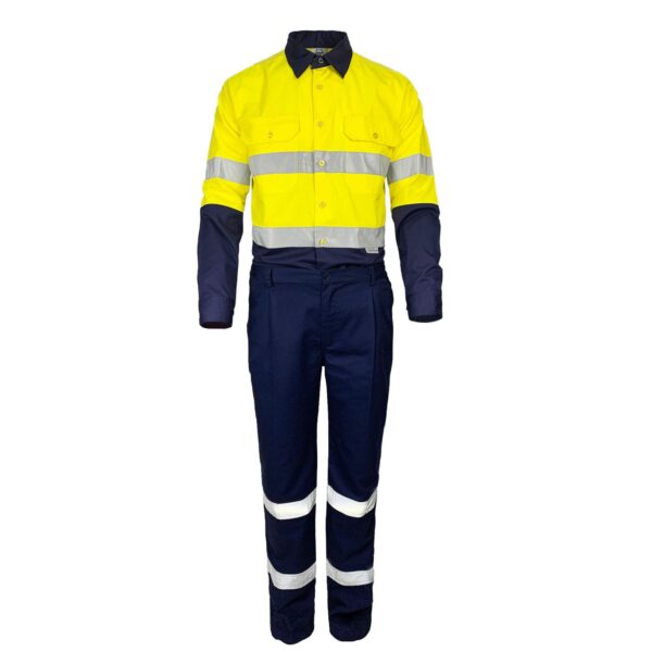 Hot Sale Unisex Reflective Hi Vis Cotton Long Sleeve Shirt And Pants Safety Mining Construction Work Suit - Image 4