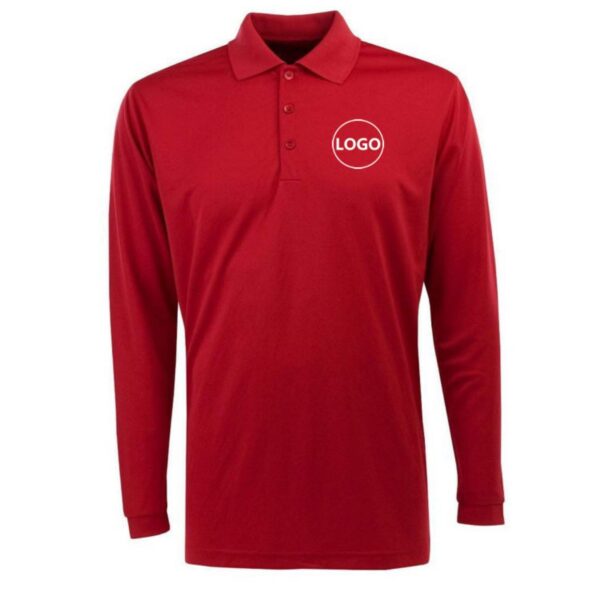 High Quality Plain Custom Logo Breathable Quick-Dry Cotton Unisex Long Sleeve Polo Shirt